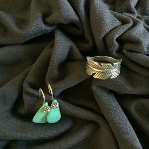 Sterling and Turqouise Ring and Earring Set